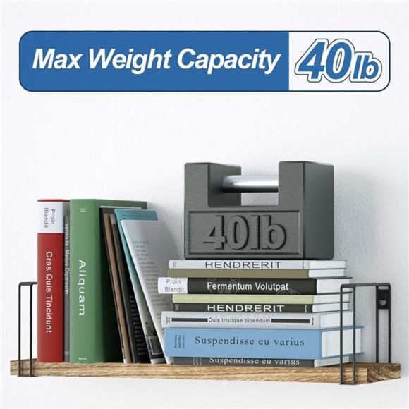 Rustic Floating Shelves, Hanging Shelves Wall Mount Set of 3,17Inch Wood Shelves - Picture 4 of 6